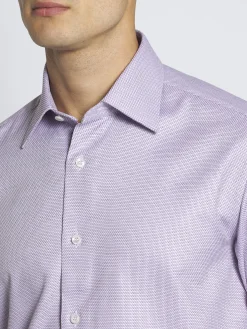 Lilac micro motif jacquard cotton formal shirt