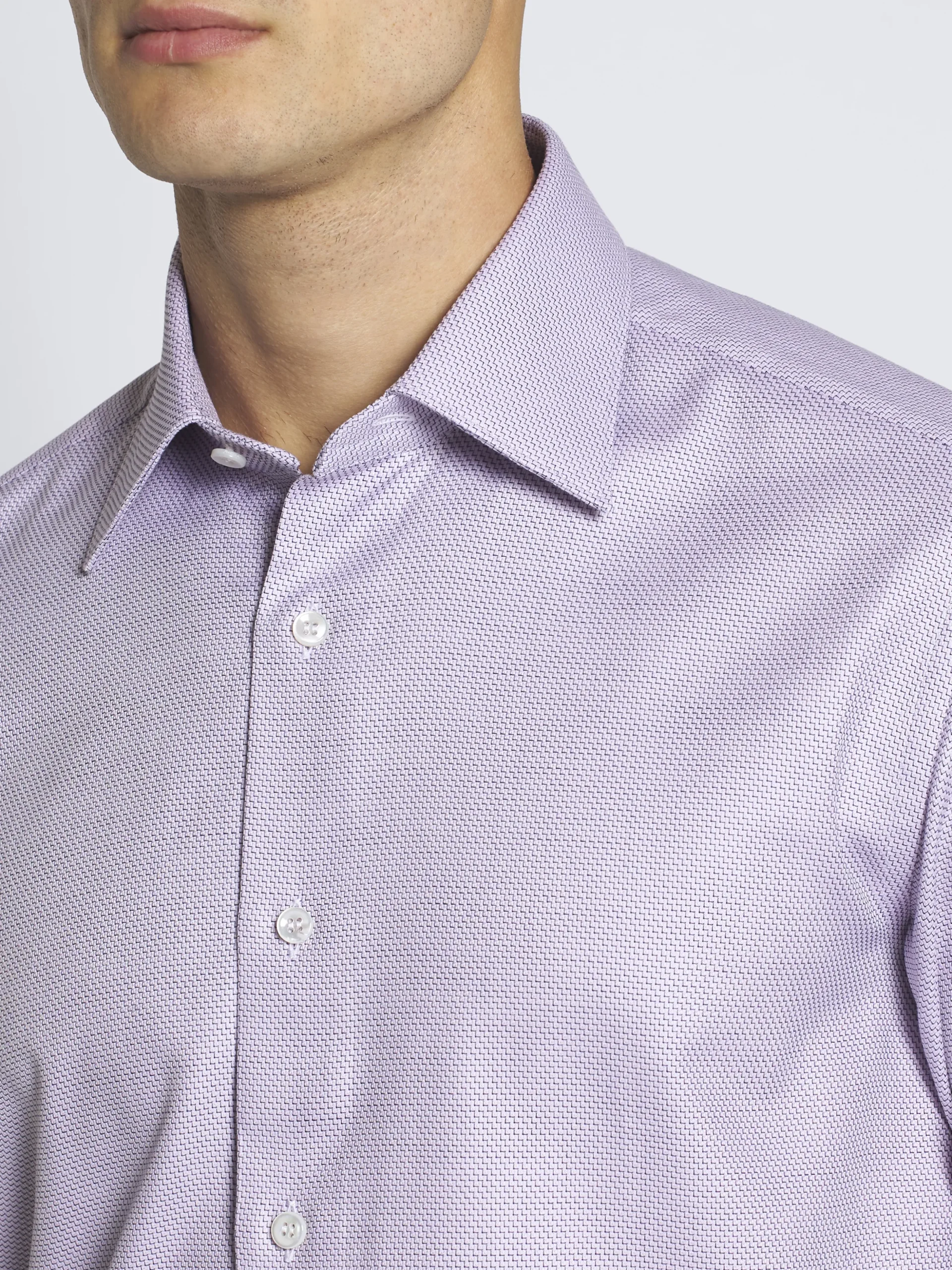 Lilac micro motif jacquard cotton formal shirt