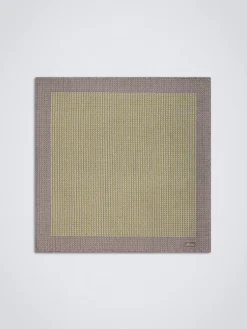 Lime green and dusty pink checked silk pocket square