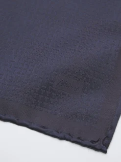 Midnight and navy blue silk pocket square