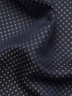 Midnight blue and lead grey micro motif silk pocket square
