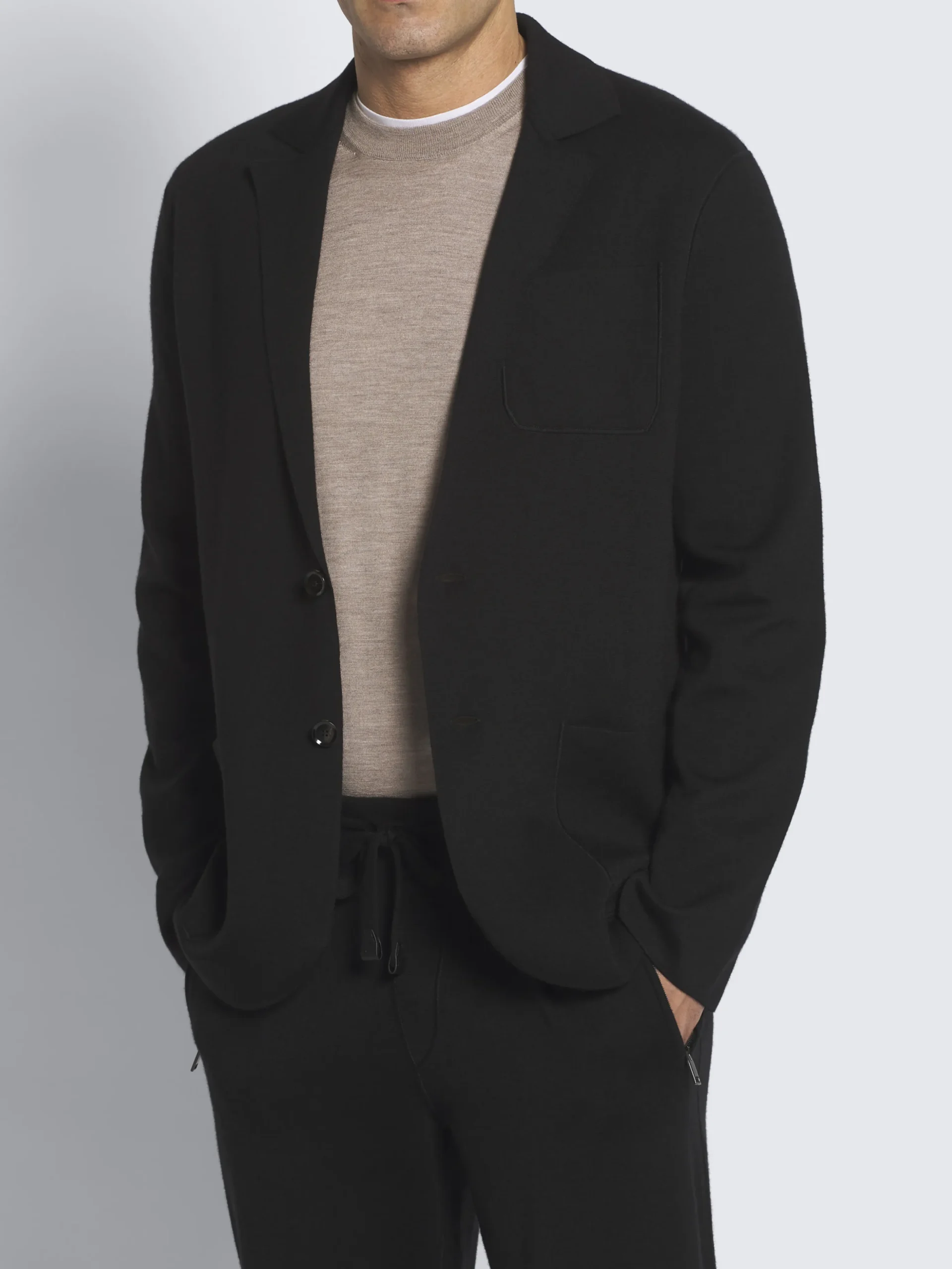 Midnight blue cashmere and silk blazer