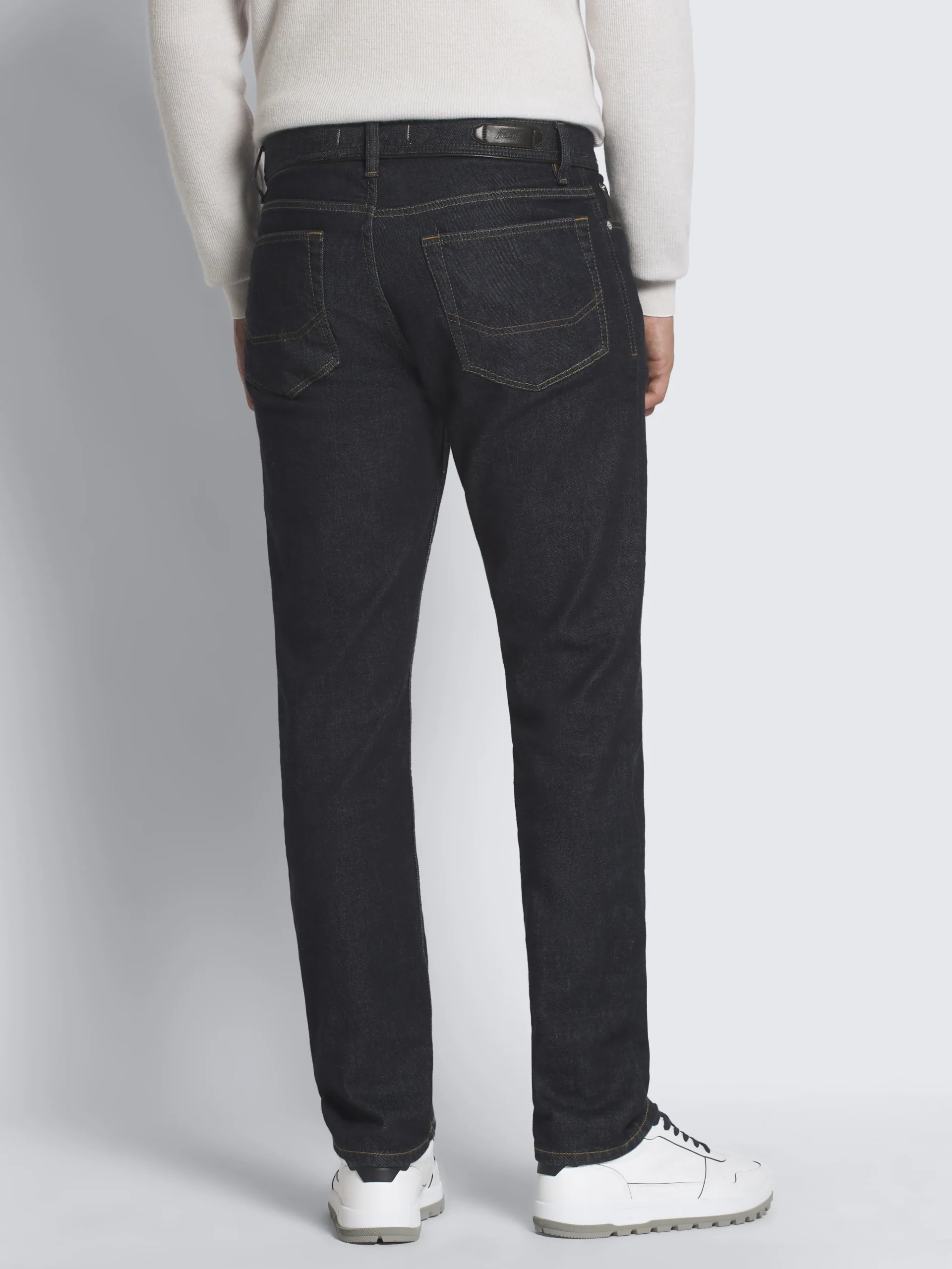 Midnight blue cotton and cashmere denim jeans
