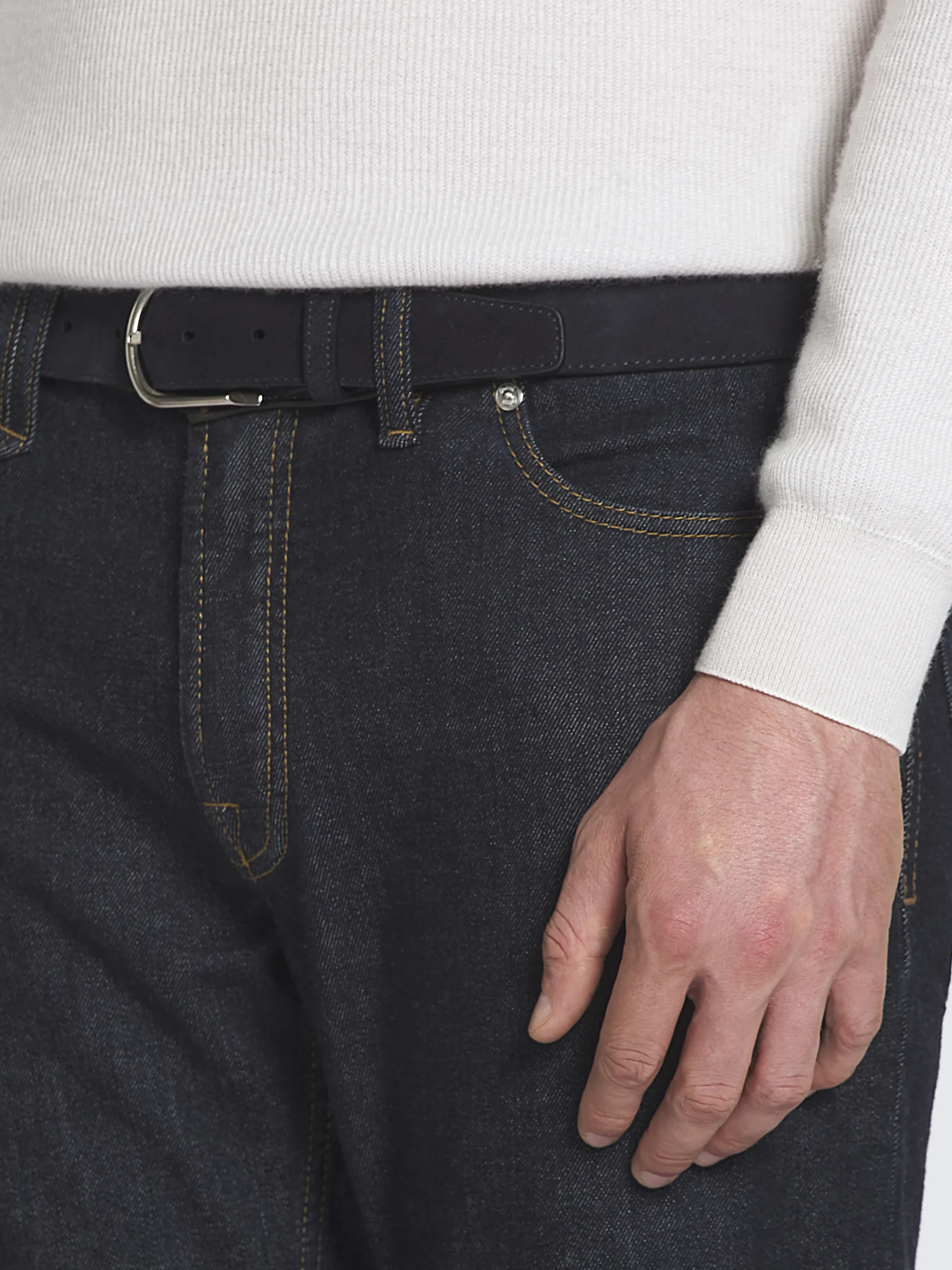 Midnight blue cotton and cashmere denim jeans