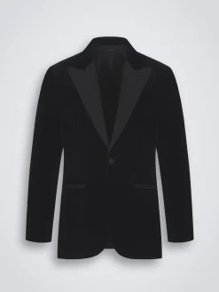 Midnight blue cotton velvet Virgilio evening jacket