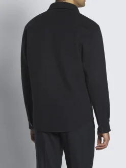 Midnight blue double-splittable wool and cashmere Vagabond overshirt