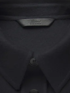 Midnight blue double-splittable wool and cashmere Vagabond overshirt