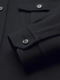 Midnight blue double-splittable wool and cashmere Vagabond overshirt