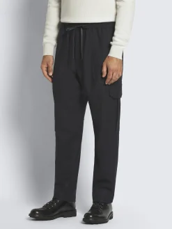 Midnight blue flannel wool twill Lucca trousers
