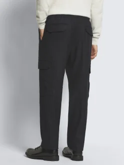 Midnight blue flannel wool twill Lucca trousers