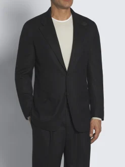 Midnight blue herringbone Super 180's wool Brera jacket