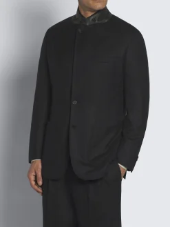 Midnight blue herringbone Super 180's wool Brera jacket