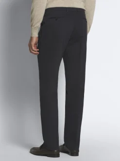 Midnight blue organic stretch cotton Pienza trousers
