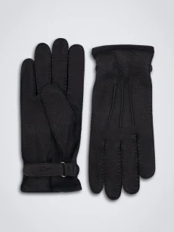Midnight blue peccary leather gloves
