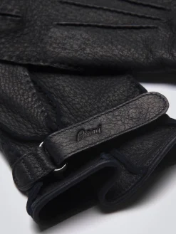 Midnight blue peccary leather gloves