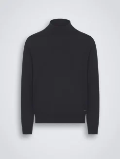 Midnight blue responsible wool mockneck sweater