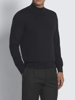 Midnight blue responsible wool mockneck sweater