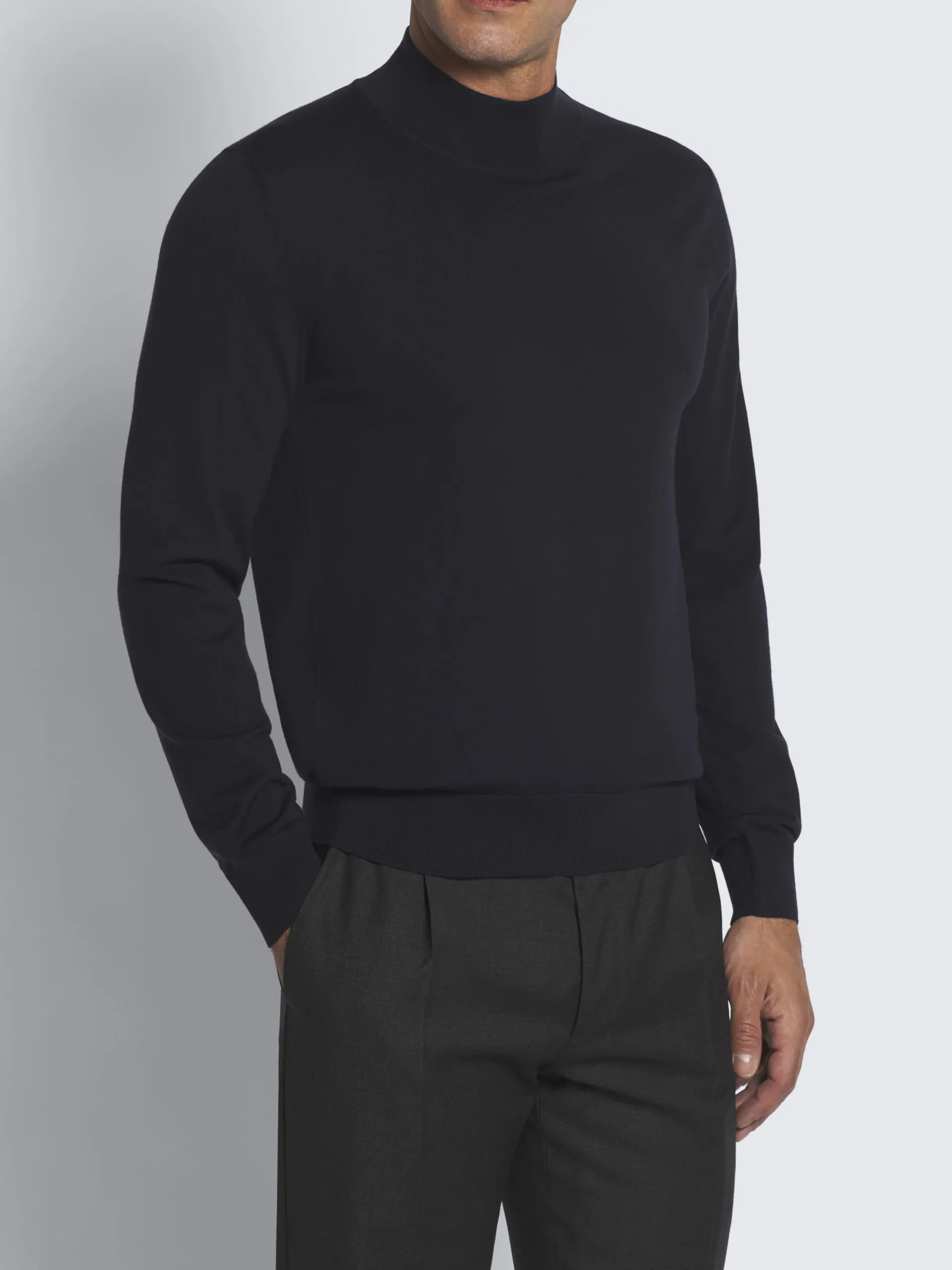 Midnight blue responsible wool mockneck sweater