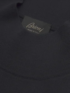 Midnight blue responsible wool mockneck sweater