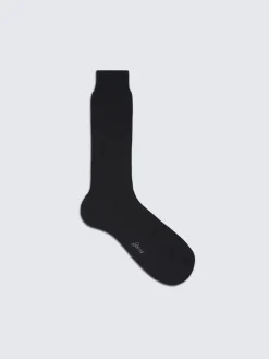 Midnight blue ribbed wool socks