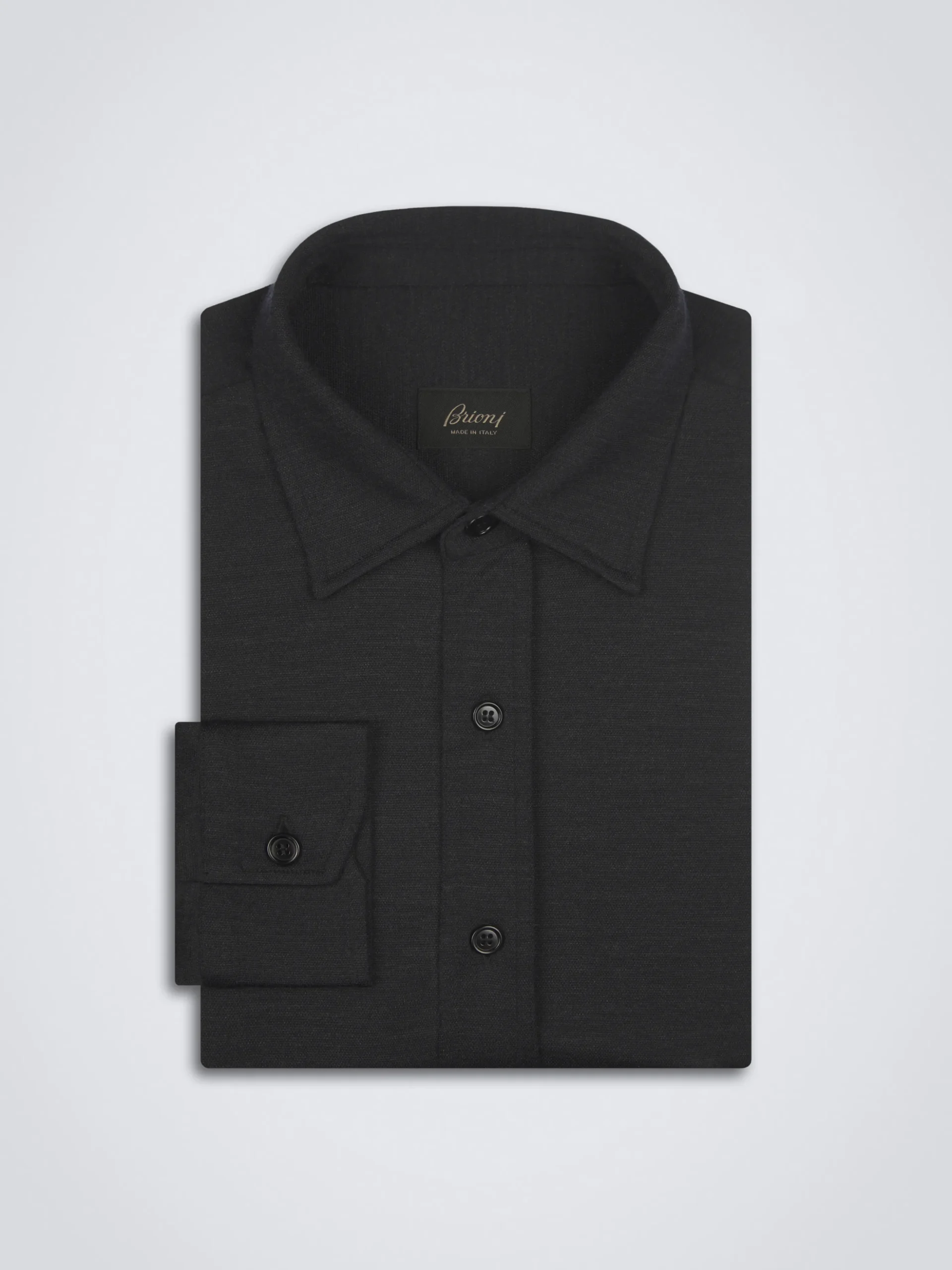Midnight blue silk and wool piqué shirt