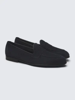 Midnight blue suede Appia penny loafers