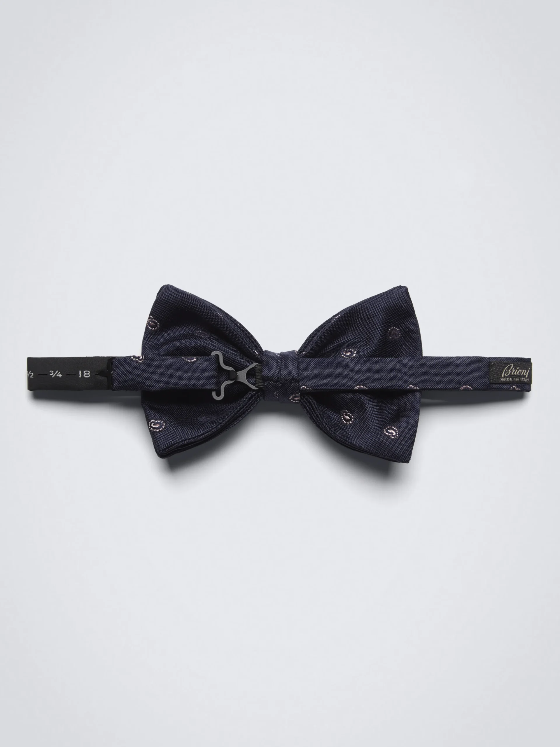 Midnight blue with beige paisley motif silk bow tie