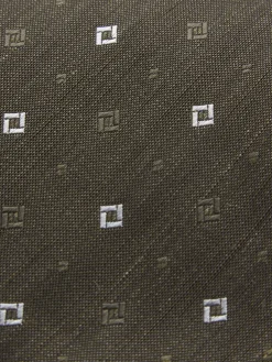 Military green silk and linen tie