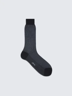 Navy and light blue micro motif cotton and silk socks
