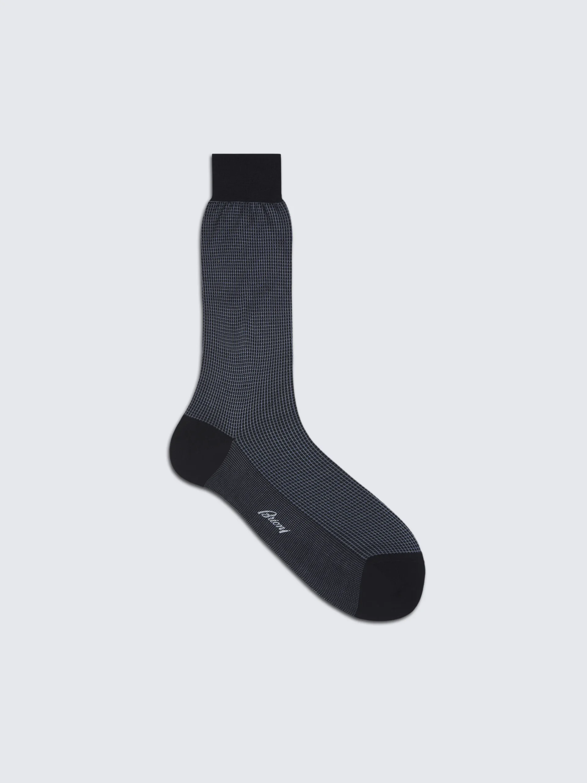 Navy and light blue micro motif cotton and silk socks