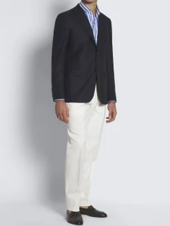 Navy and royal blue hopsak wool, cashmere and silk Ravello jacket