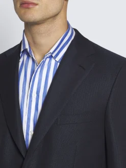 Navy and royal blue hopsak wool, cashmere and silk Ravello jacket