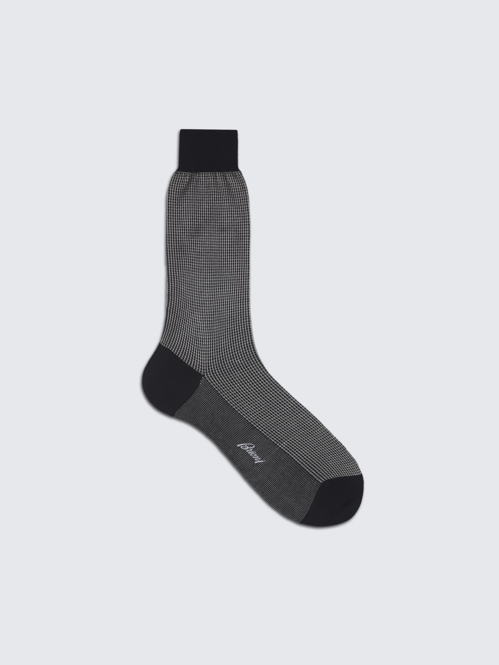 Navy blue and beige micro motif cotton and silk socks