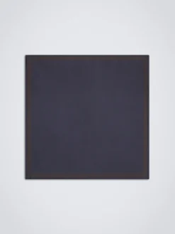 Navy blue and dark brown silk pocket square