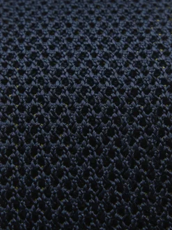 Navy blue and olive green knitted silk tie