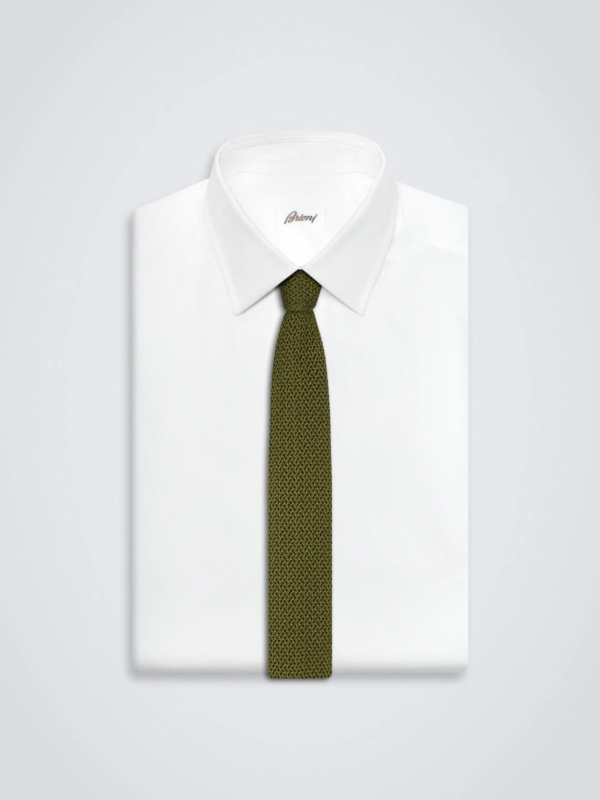Navy blue and olive green knitted silk tie