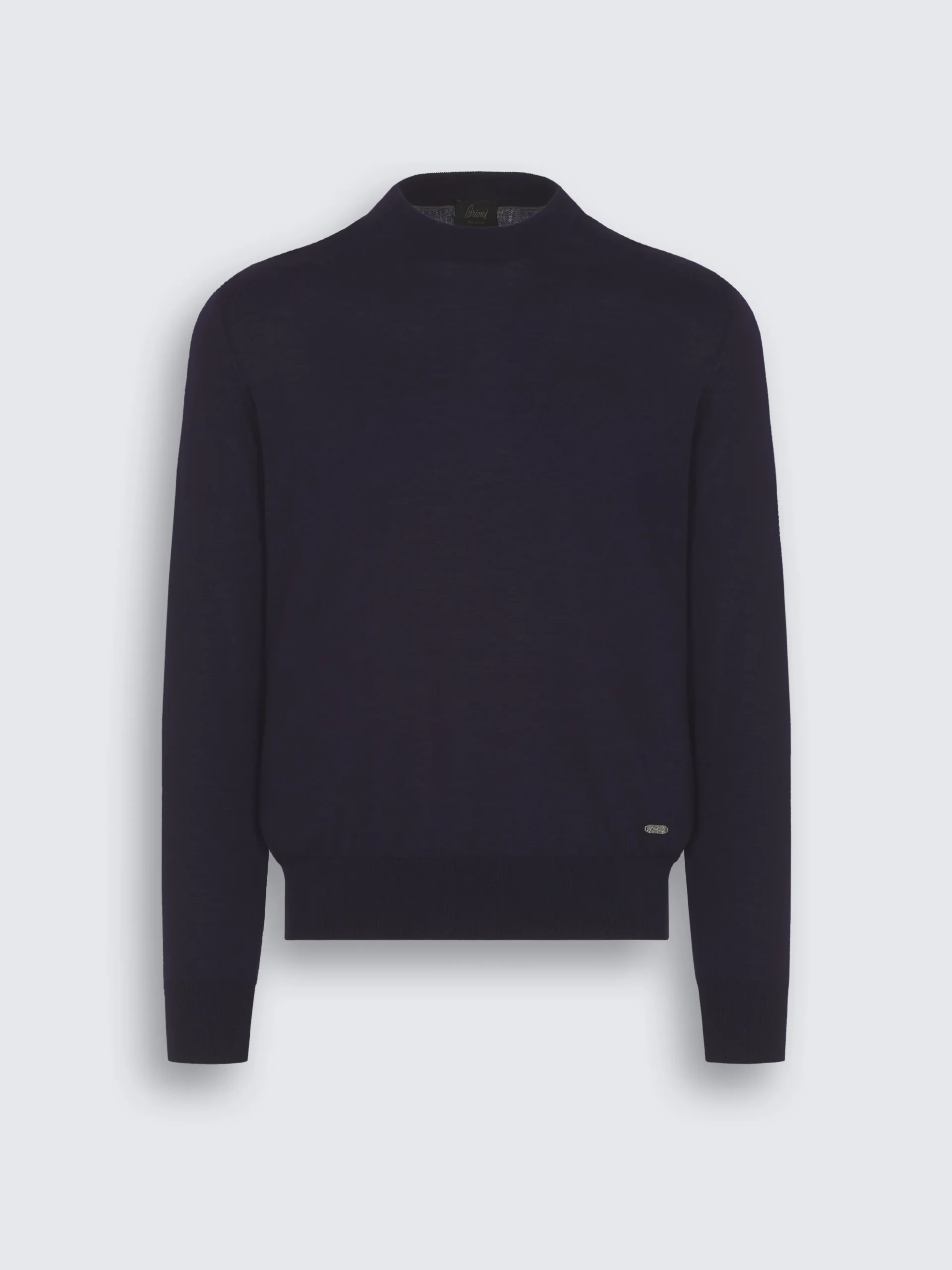 Navy blue cashmere and silk crewneck sweater