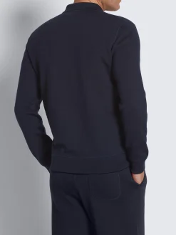 Navy blue cashmere, silk and cotton blouson