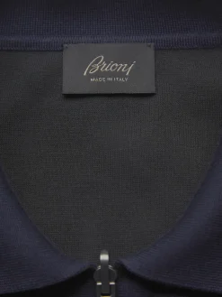 Navy blue cashmere, silk and cotton blouson