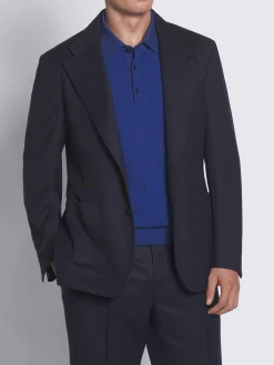 Navy blue cavalry wool twill Travel jacket