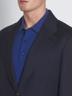 Navy blue cavalry wool twill Travel jacket