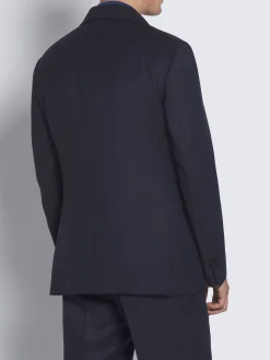 Navy blue cavalry wool twill Travel jacket