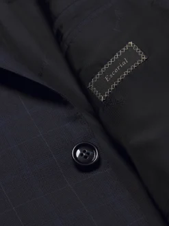 Navy blue checked Escorial wool Brunico suit