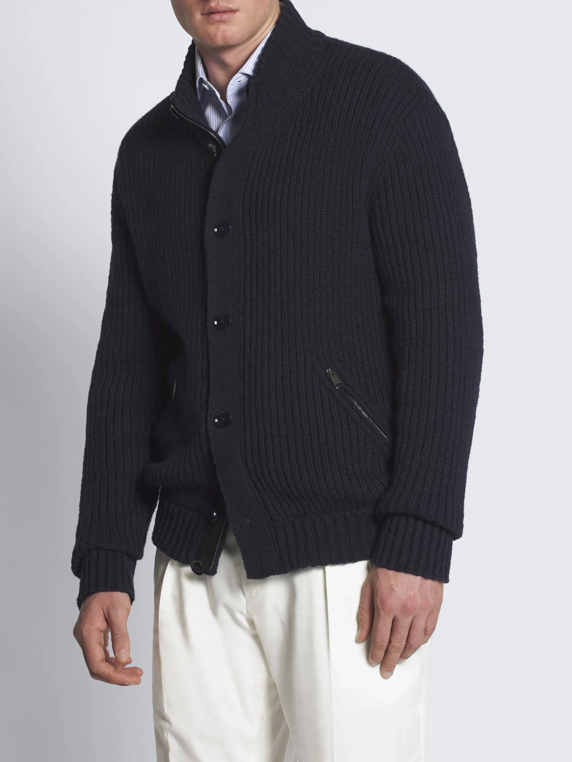 Navy blue cotton blouson