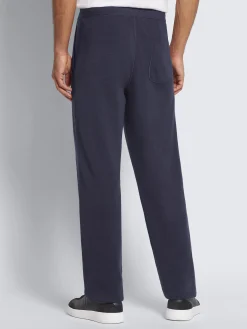 Navy blue cotton, cashmere and silk knit trousers