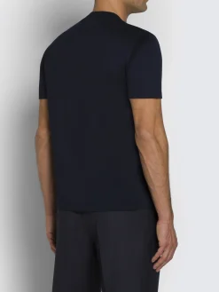Navy blue cotton logo T-shirt