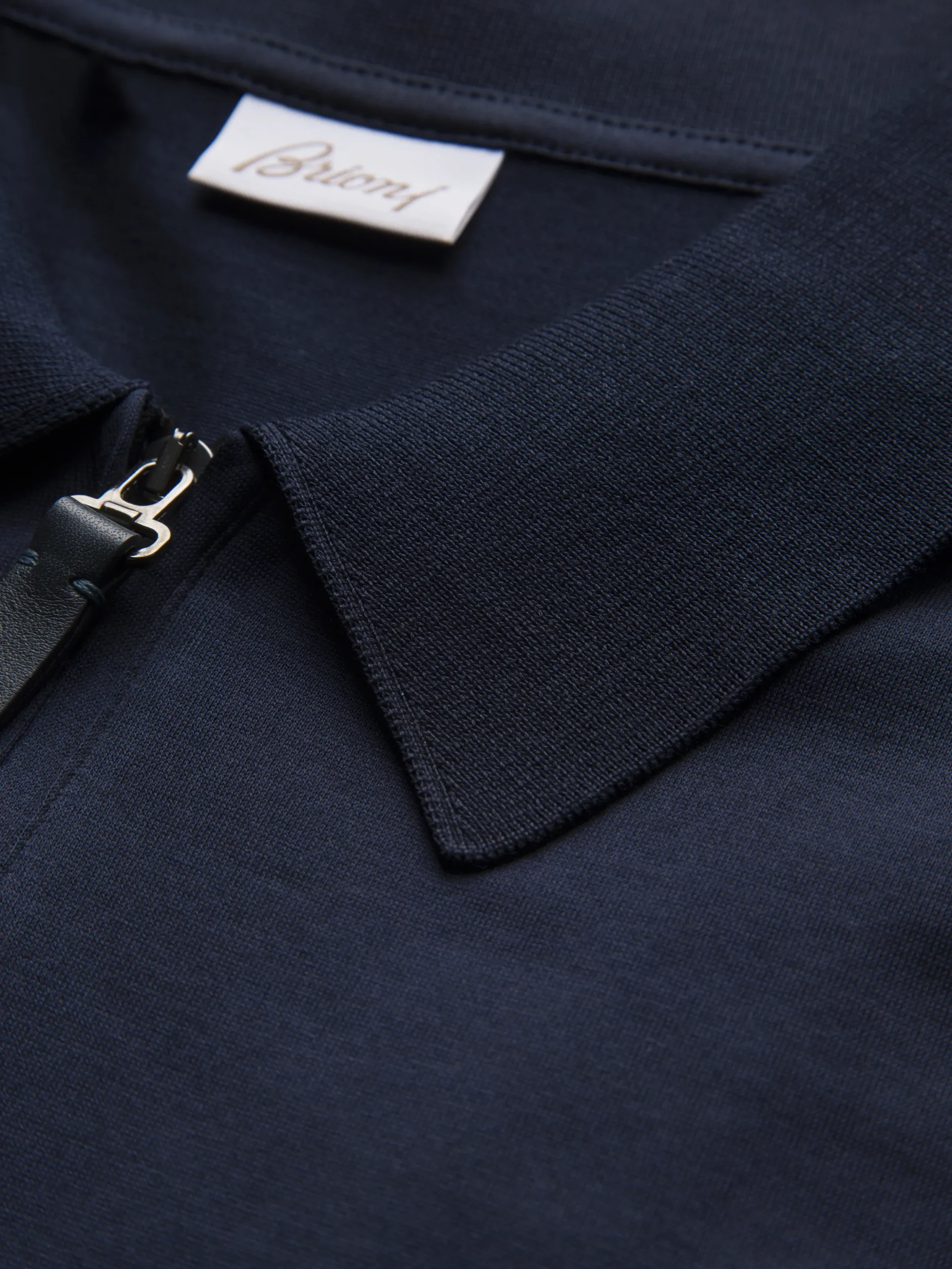 Navy blue cotton zip polo