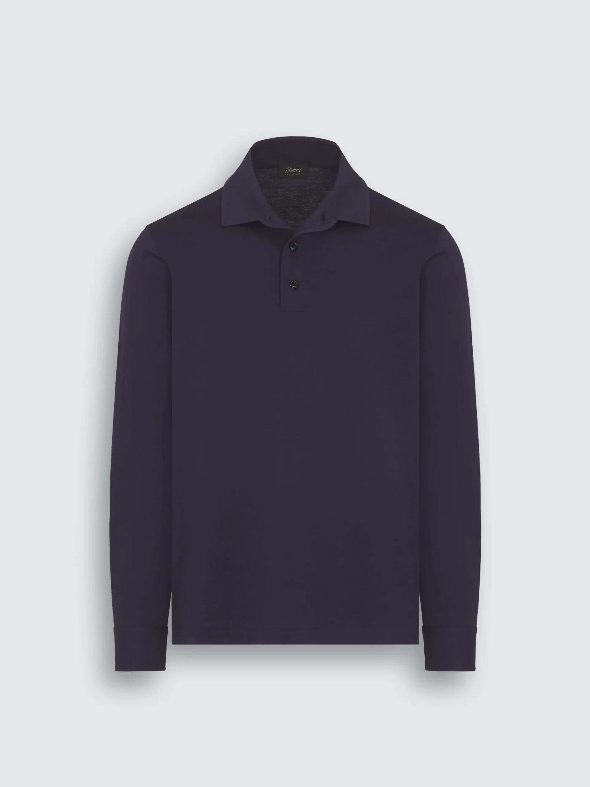 Navy blue gassed cotton Capri collar polo shirt
