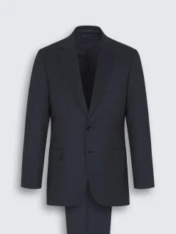 Navy blue herringbone Super 160's wool Brunico suit