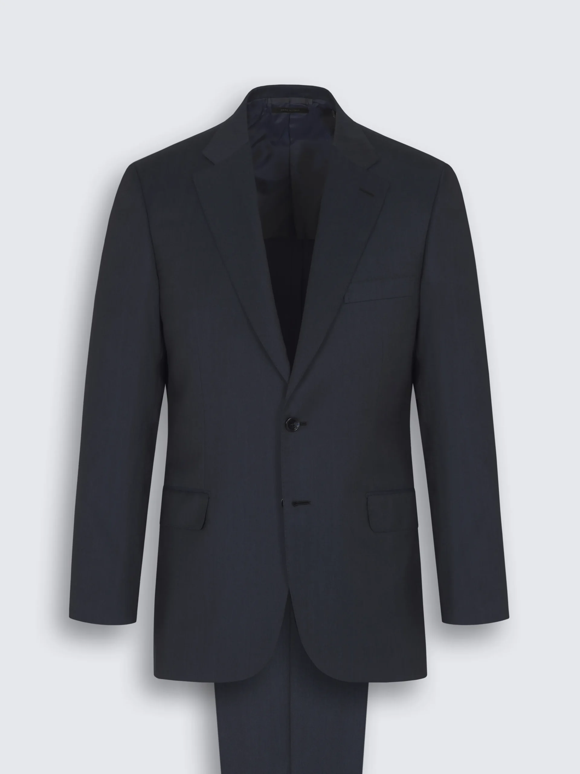 Navy blue herringbone Super 160's wool Brunico suit